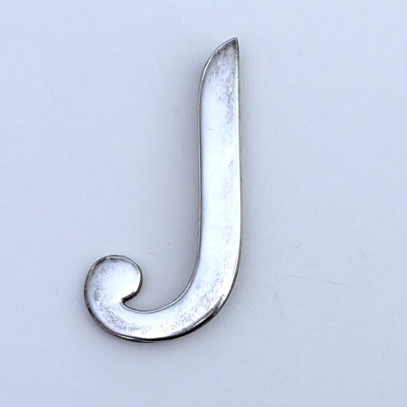 Vintage Designer Meryl Waitz Sterling Silver 925 J "J" Letter Initial Brooch Pin - Picture 1 of 8